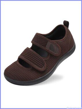 Womens Wide Toe Box Walking Shoes Hook Loop Knit Sneakers